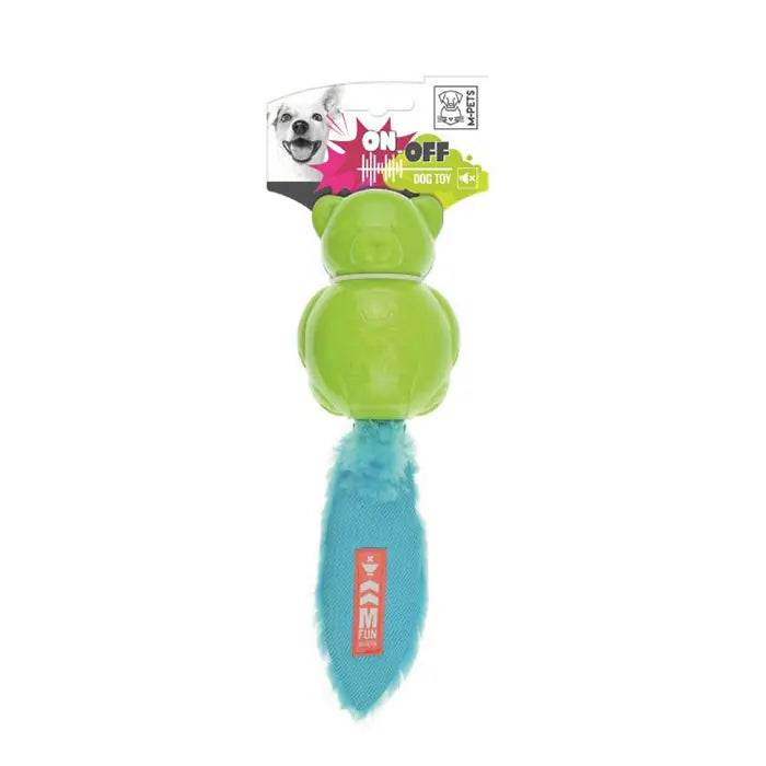 Juguete para perro de caucho Teddy On-Off de M-Pets, azul y verde