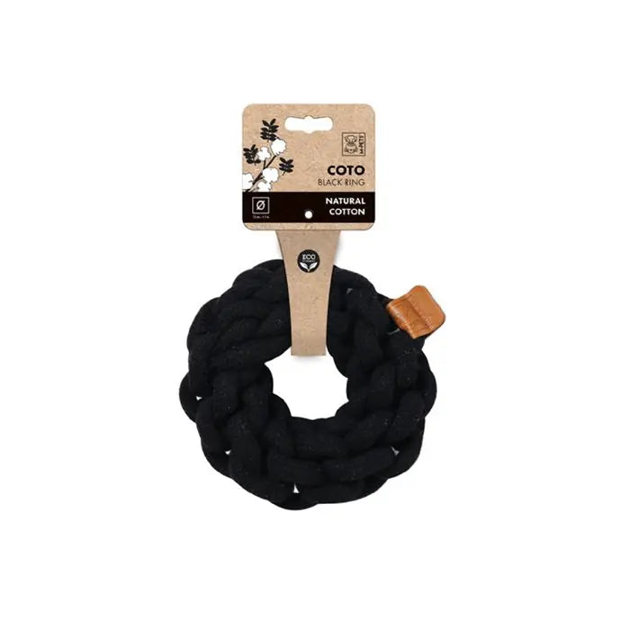 Jouet pour chien M-Pets Coto anneau tressé en coton durable 13 cm noir