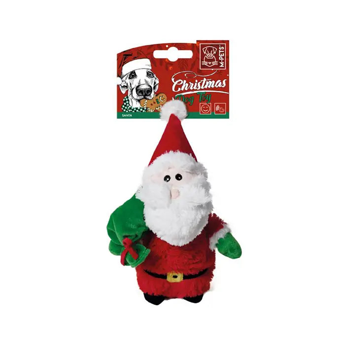 M-Pets Christmas Santa Dog Toy with Squeaker and Rope