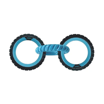 Jouet pour chien M-Pets Ring King Triple, anneau triple durable, bleu et noir