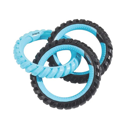 Jouet pour chien M-Pets Ring King Triple, anneau triple durable, bleu et noir