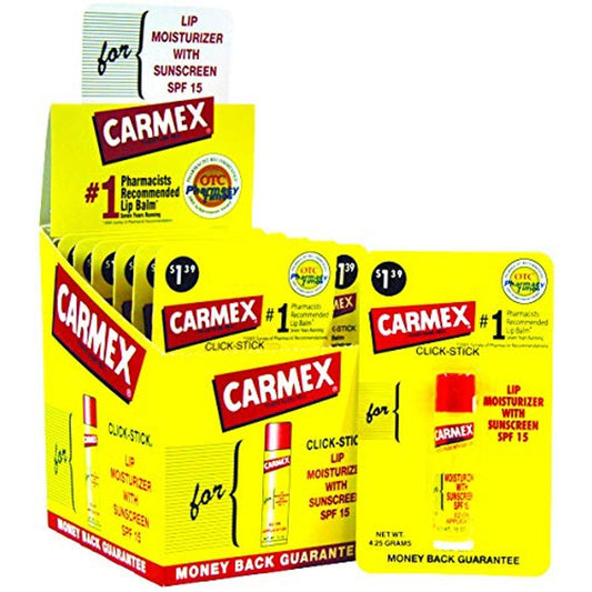 Carmex Classic Medicated Lip Balm Stick, Original, SPF 15, 0.15 Oz Lip Balms & Treatments Pasteur Pharmacy