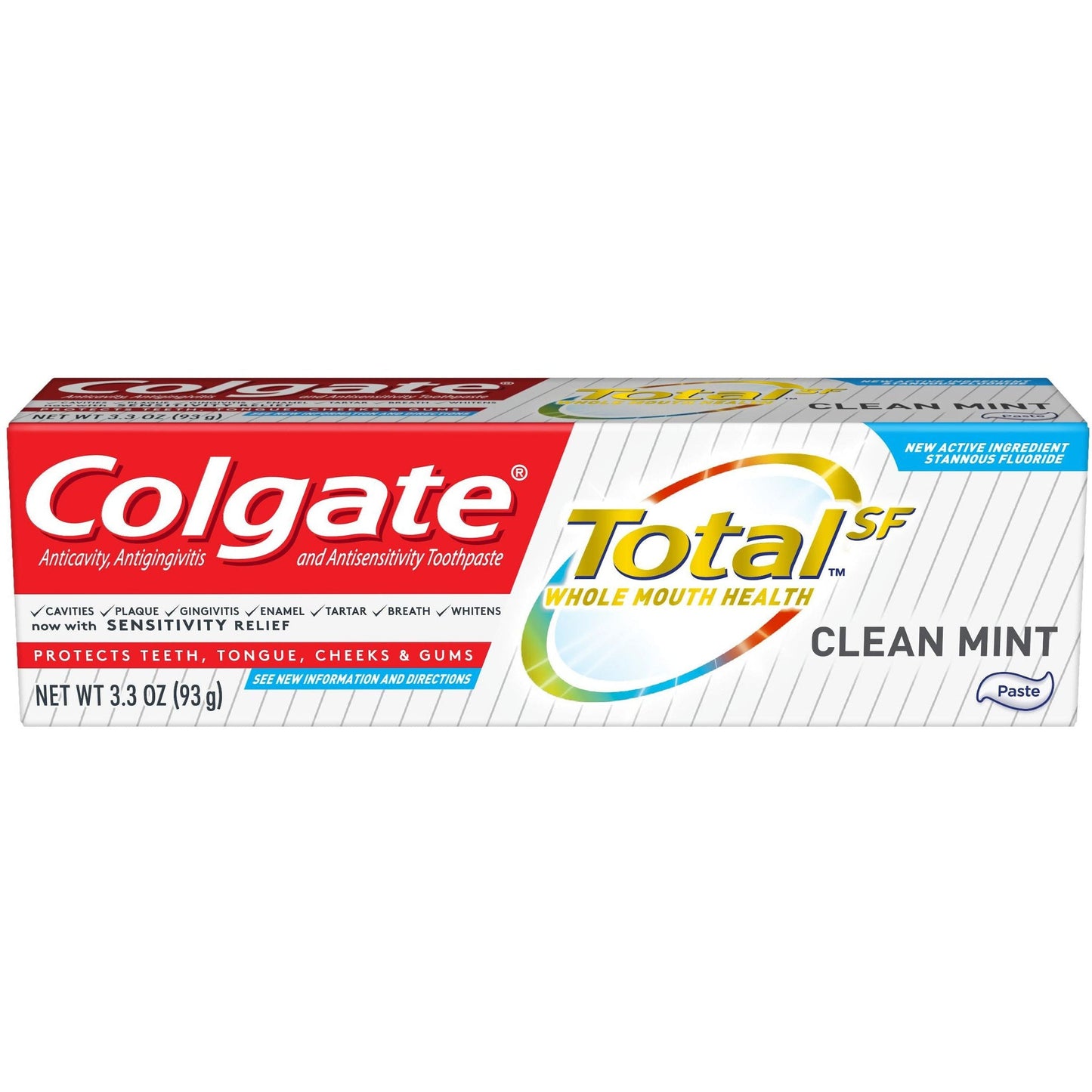 Colgate Total Clean Mint Toothpaste, 3.3 oz – 12-Hour Antibacterial Protection & Travel Friendly Toothpaste Pasteur Pharmacy