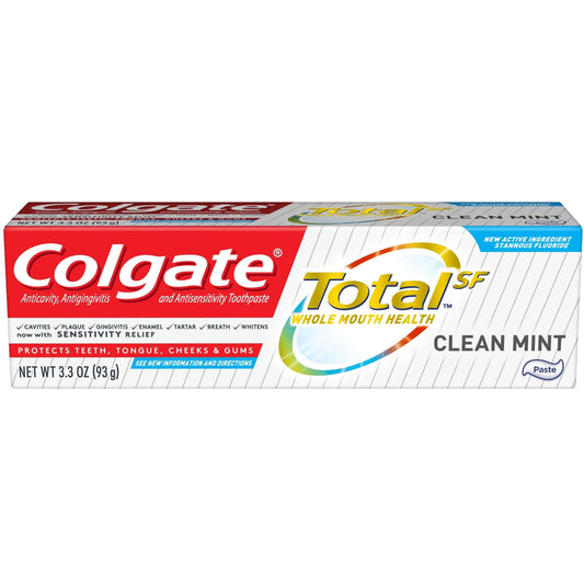 Colgate Total Clean Mint Toothpaste, 3.3 oz – 12-Hour Antibacterial Protection & Travel Friendly Toothpaste Pasteur Pharmacy