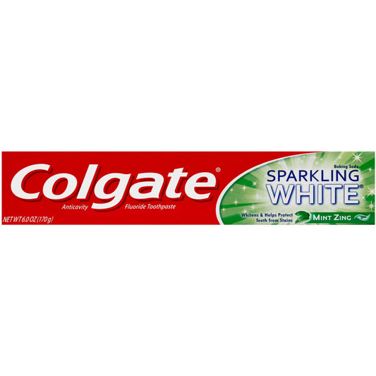 Colgate Sparkling White Whitening Toothpaste Gel, Mint Zing Flavor, 6 oz (170g) Toothpaste Pasteur Pharmacy