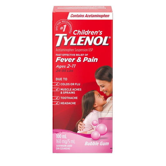 Tylenol Children's Oral Suspension Medicine, Kids' Liquid Medicine Pain Reliever & Fever Reducer For Cold + Flu Symptoms, Aspirin-, Ibuprofen- & Alcohol- Free, Bubble Gum, 4 Fl. Oz Health & Beauty Pasteur Pharmacy