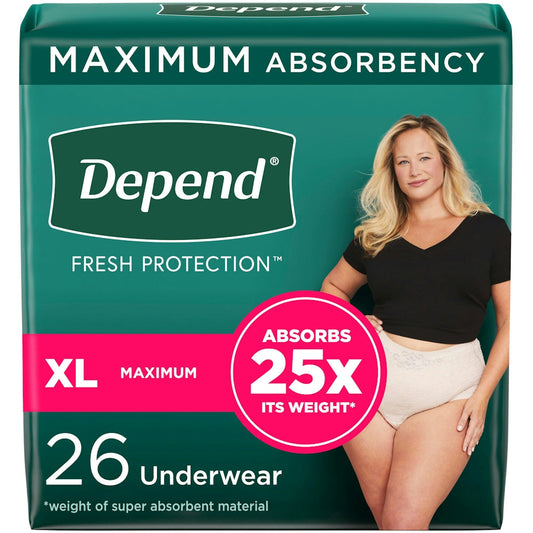 Depend Fresh Protection Incontinence Underwear for Women, XL, 26 Count – Maximum Absorbency Incontinence Aids Pasteur Pharmacy