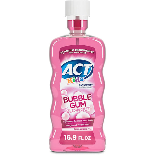Act Kids Bubble Gum Blowout Anticavity Fluoride Rinse, 16.9 Fl Oz Mouthwash Pasteur Pharmacy