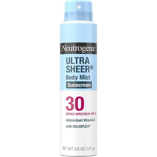 Neutrogena Ultra Sheer Body Mist Sunscreen Spray, Broad Spectrum SPF 30 5 oz Sunscreen Pasteur Pharmacy
