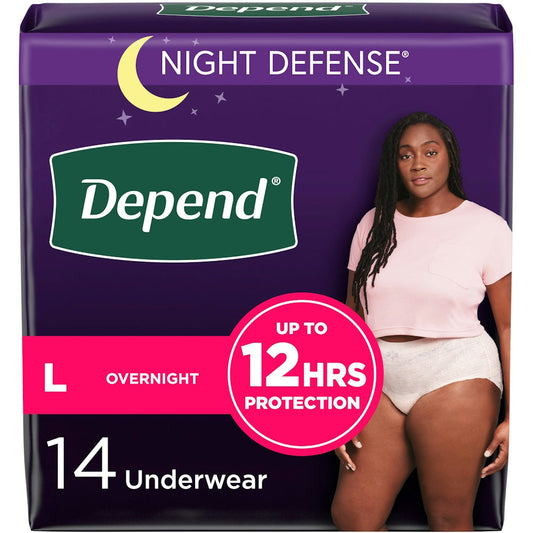 Depend Night Defense Adult Incontinence Underwear For Women, Disposable, Overnight, Large, Blush Incontinence Aids Pasteur Pharmacy