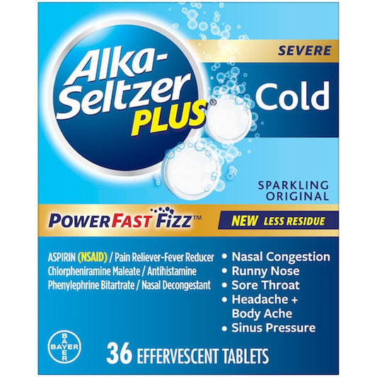Alka-Seltzer Severe Cold, Sparkling Original Flavor, Tablets Medicine & Drugs Pasteur Pharmacy