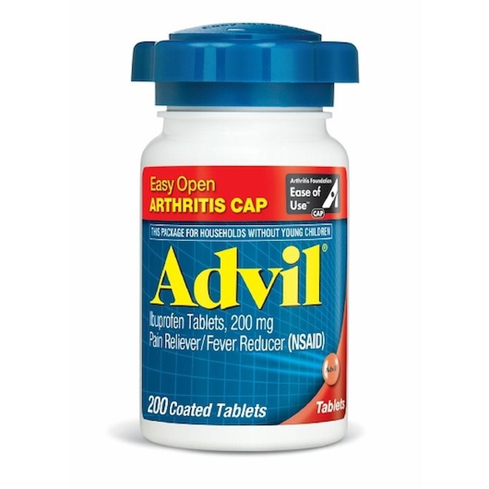 Advil Analgésico/Antipirético tabletas de 200 mg, frasco de 200 unidades con tapa de fácil apertura