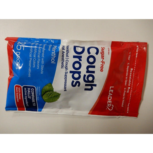 Leader Sugar-Free Cough Drops, Menthol Flavor, 25 Drops Cough Drops Pasteur Pharmacy