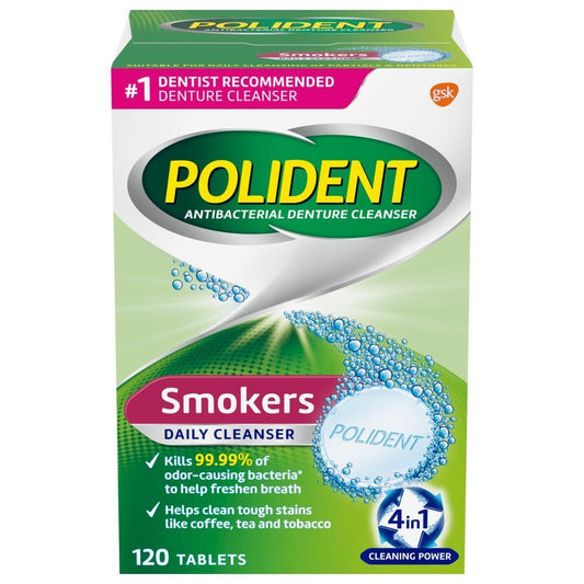 Polident Smokers Antibacterial Denture Cleanser Effervescent Tablets Dentures Pasteur Pharmacy