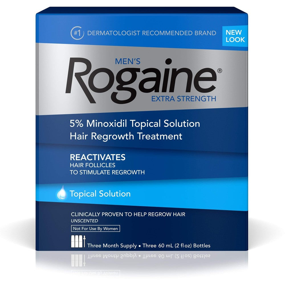 Solución tópica Rogaine® para hombres al 5% de fuerza extra, paquete de 3 unidades de 2 oz