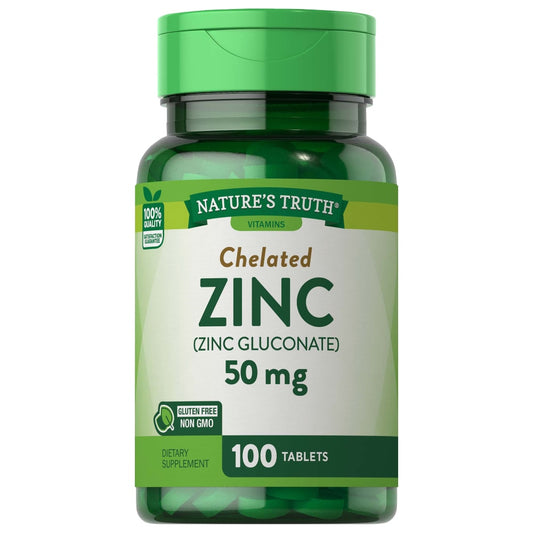 Nature's Truth Chelated 50 Mg Zinc 100 Tablets Vitamins & Supplements Pasteur Pharmacy