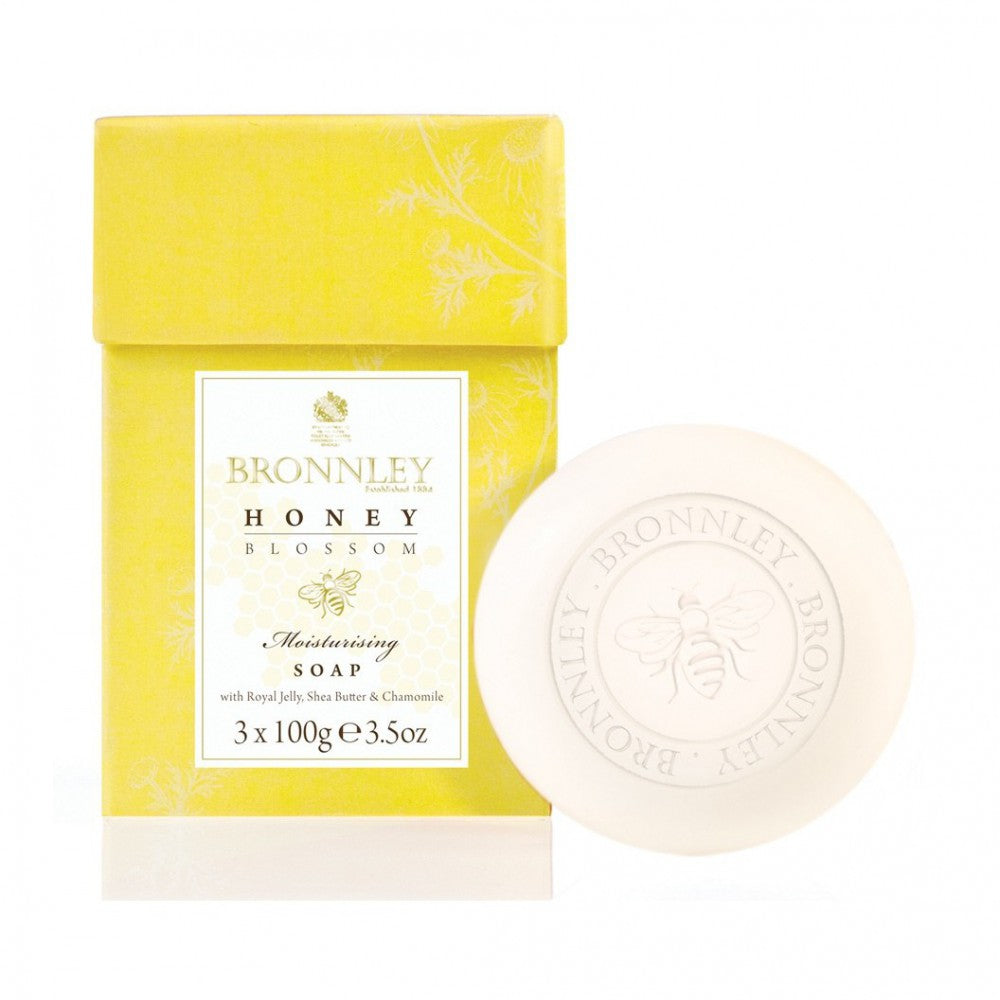 Honey Blossom Box Of 3 Soaps By Bronnley (100gea Soap Box) Soap & Lotion Dispensers Pasteur Pharmacy