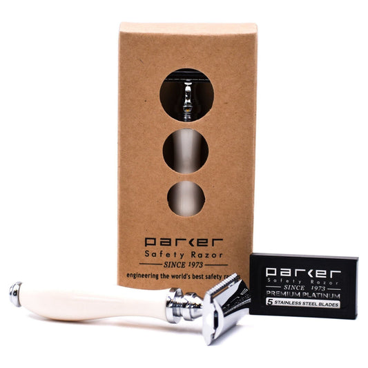 Parker 111W White Resin Handle Safety Razor Safety Razor Pasteur Pharmacy