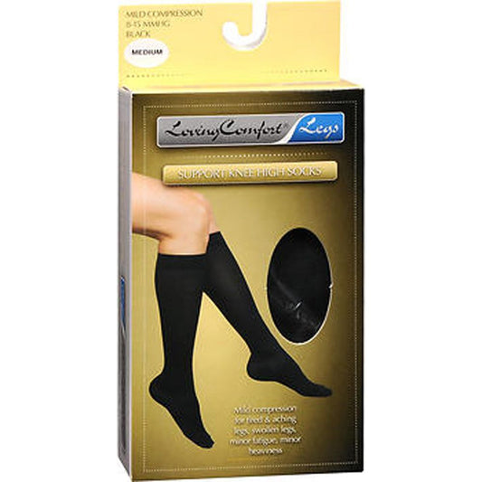 Loving Comfort Support Knee High Socks Mild Medium Black - 1 Pr Knee Socks Pasteur Pharmacy