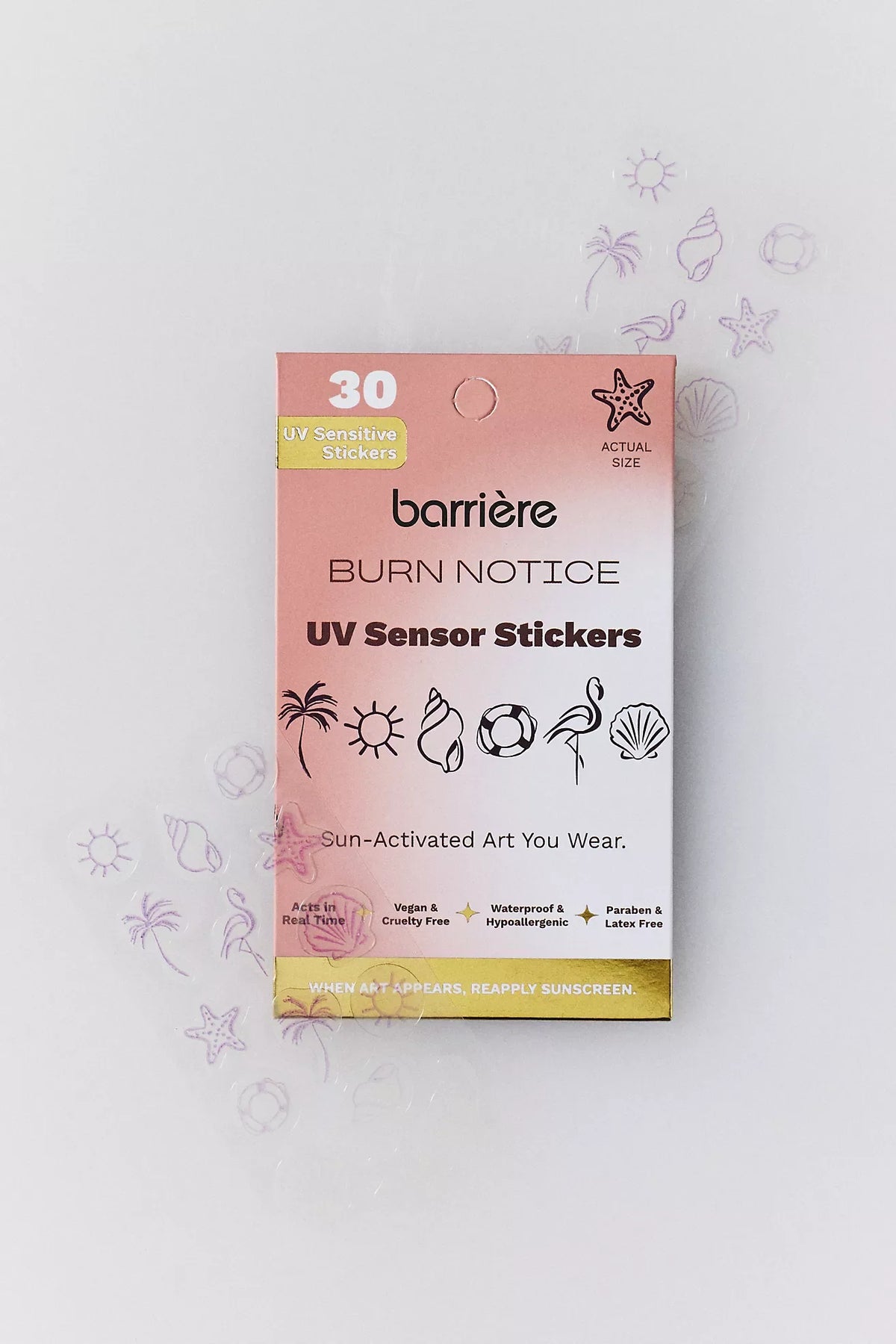 Barrière Burn Notice Color-Changing UV Sensor Stickers, 30 Pack