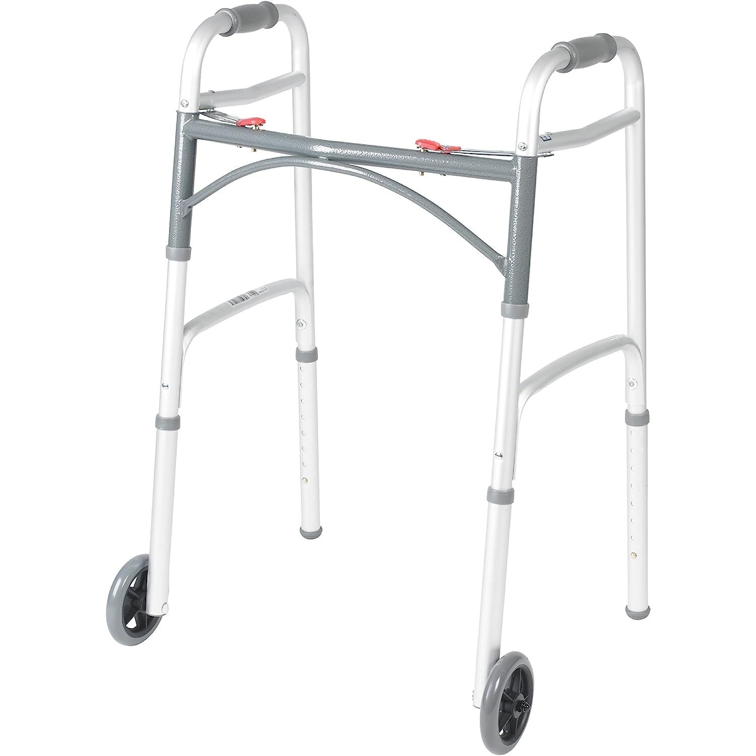 Drive Medical 2-Button Folding Walker With Wheels Walkers Pasteur Pharmacy