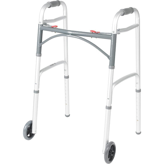 Drive Medical 2-Button Folding Walker With Wheels Walkers Pasteur Pharmacy