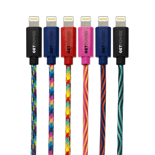 GetPower 10 Ft. Multi-Color Braided Lightning USB Charging & Sync Cable Cables Pasteur Pharmacy