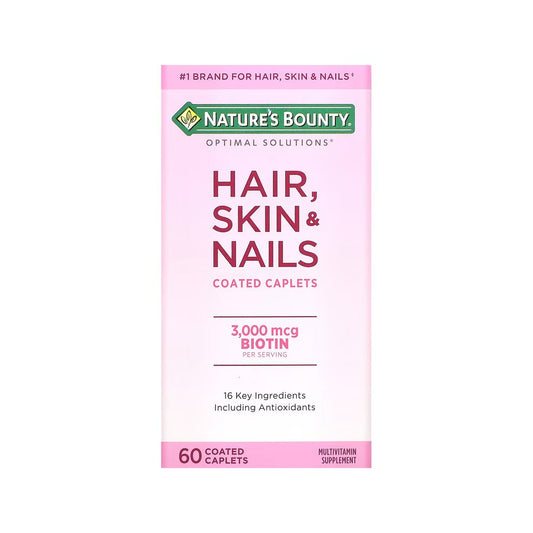 Nature's Bounty Optimal Solutions Hair, Skin & Nails, With Biotin, 3000 Mcg, Coated Caplets Vitamins & Supplements Pasteur Pharmacy