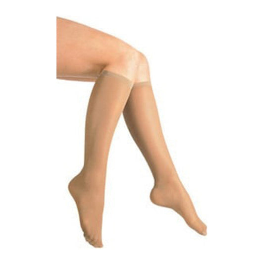 Loving Comfort Women’s Microfiber Compression Knee-High Socks – 10-20 mmHg, Closed Toe, Beige, Small (1 Pair) Knee Socks Pasteur Pharmacy