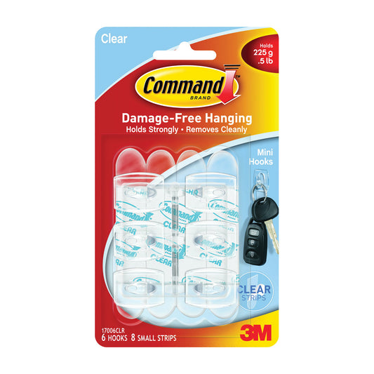 Command Clear Hooks Mini Damage-free Hanging 6 Hooks, 8 Strips 3M Home & Garden Pasteur Pharmacy