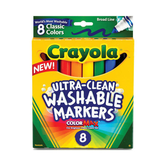 Crayola Washable Markers, Broad Line, Classic Colors, 8 ct Markers Pasteur Pharmacy