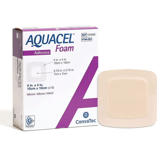 ConvaTec AQUACEL Adhesive Gelling Foam Dressing 4 X 4 Box Of 10 First Aid Pasteur Pharmacy