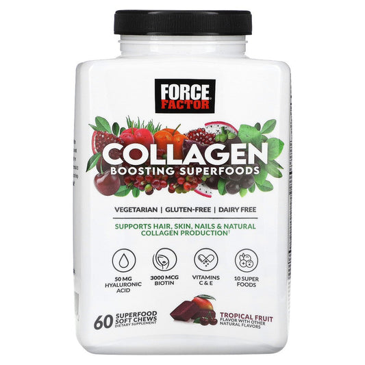 Force Factor Collagen Boosting Superfoods, Tropical Fruit, 60 Superfood Soft Chews Vitamins & Supplements Pasteur Pharmacy
