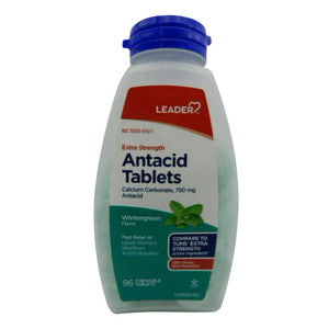 Leader™ Antacid Extra Strength 750 mg – Wintergreen Flavor (Chewable Tablets) Medicine Cabinets Pasteur Pharmacy