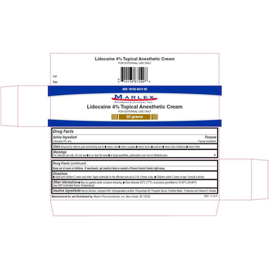 Marlex Pharmaceuticals Lidocaine 4% Topical Anesthetic Cream Pain & Itch Relief Cream 30g Health & Beauty Pasteur Pharmacy