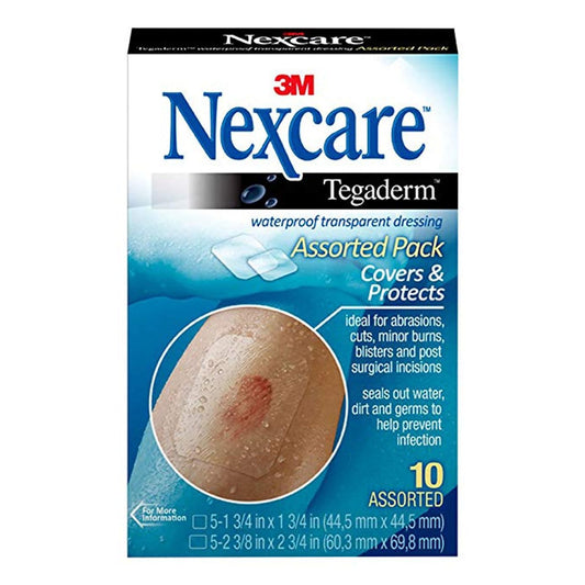 Nexcare Tegaderm Waterproof Transparent Dressing, Assorted Sizes, 10 Count First Aid Pasteur Pharmacy