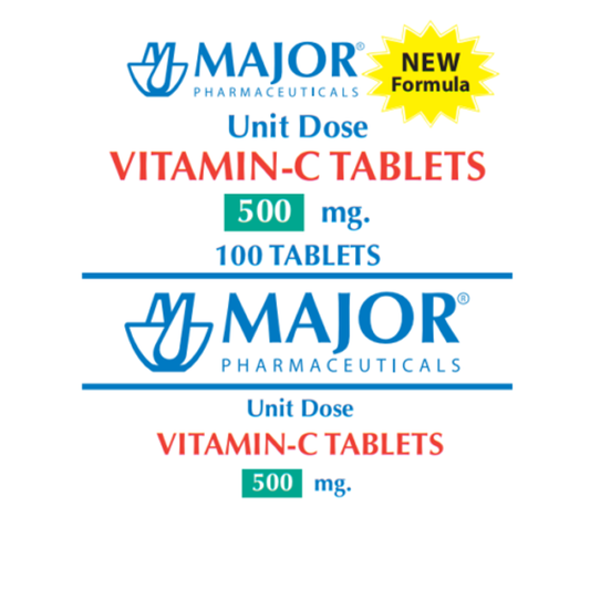Major Ascorbic Acid 500 Mg Unit Dose Vitamin C Tablets 100 Vitamins & Supplements Pasteur Pharmacy