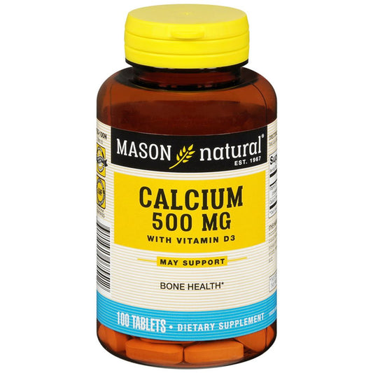 Mason Natural® Oyster Shell Calcium 500 mg with Vitamin D3 – 100 Tablets Vitamins & Supplements Pasteur Pharmacy