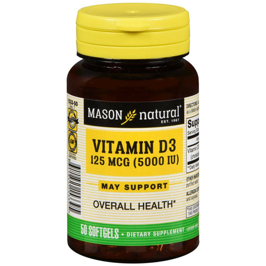 Mason Natural® Advanced Vitamin D3 – 5,000 IU (50 Softgels) Vitamins & Supplements Pasteur Pharmacy