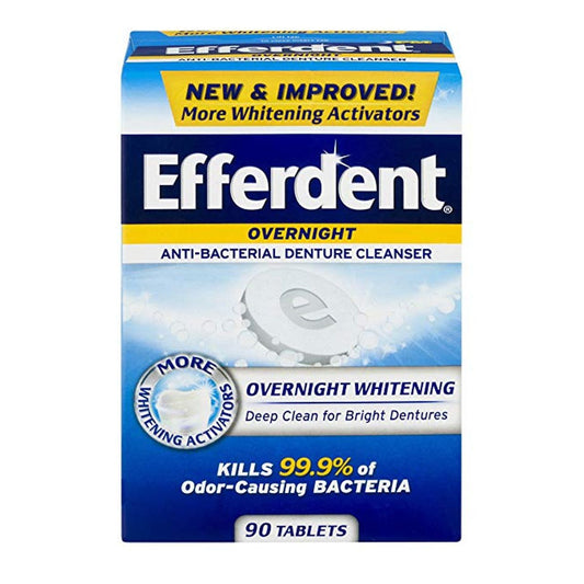 Efferdent PM Overnight Anti-Bacterial Denture Cleanser Tablets Dentures Pasteur Pharmacy