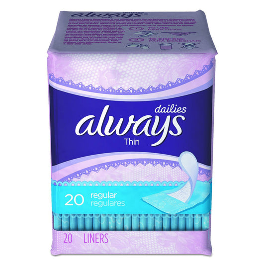 Always Regular Thin Pantiliner Unscented, 20 Count, 24 Per Case Feminine Pads & Protectors Pasteur Pharmacy