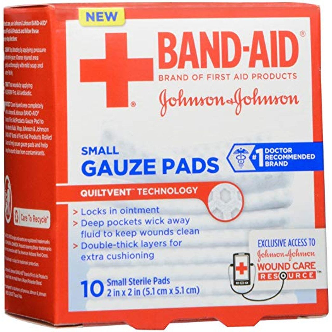 Band-Aid Brand Sterile Gauze Pads – Medium 3" x 3" (10 Count) First Aid Pasteur Pharmacy