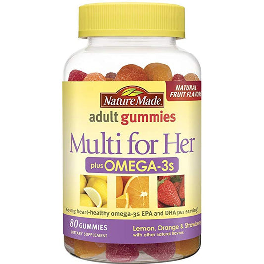 Nature Made Multi For Her + Omega-3 Gummies Multivitamin Strawberry, Lemon & Orange Flavors Vitamins & Supplements Pasteur Pharmacy