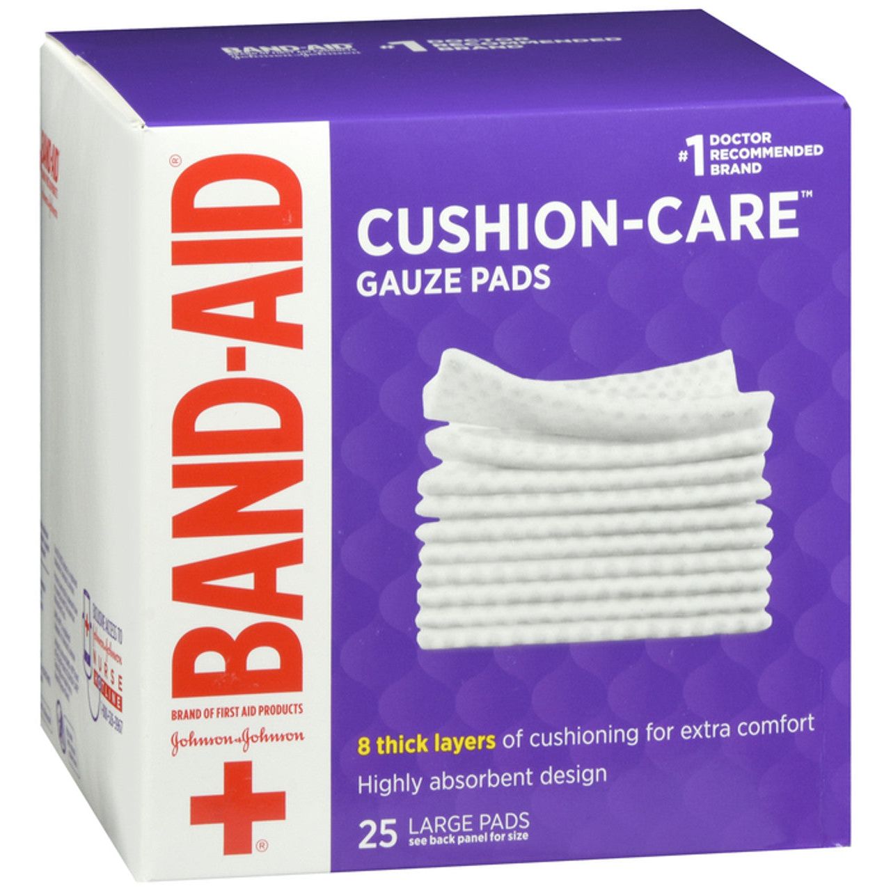 Band-Aid Cushion Care Gauze Pads, Large, 4 X 4, 25ct First Aid Pasteur Pharmacy