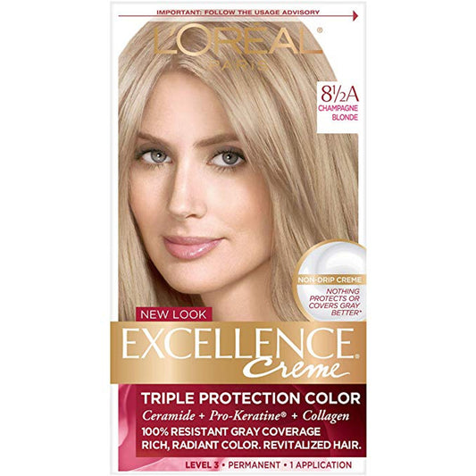 Excellence L'Oreal Paris Créme Permanent Triple Protection Hair Color, 8.5A Champagne Blonde, 1 Kit Hair Color Pasteur Pharmacy