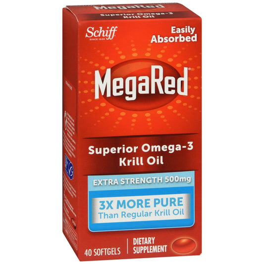 MegaRed Krill Oil, Superior Omega 3, Extra Strength, 500 Mg, Softgels 40ct Vitamins & Supplements Pasteur Pharmacy