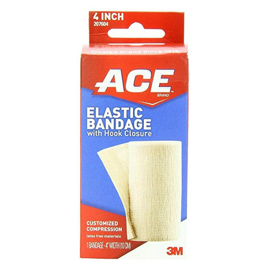 ACE Elastic Bandage, With Hook Closure, 4 Inch Width First Aid Pasteur Pharmacy