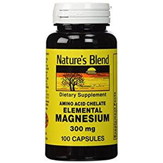 Nature's Blend Elemental Magnesium (Amino Acid Chelate) – 300 mg – 100 Capsules Vitamins & Supplements Pasteur Pharmacy