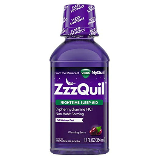 Vicks ZzzQuil Warming Berry Nighttime Sleep Aid Liquid 12 Oz Health & Beauty Pasteur Pharmacy