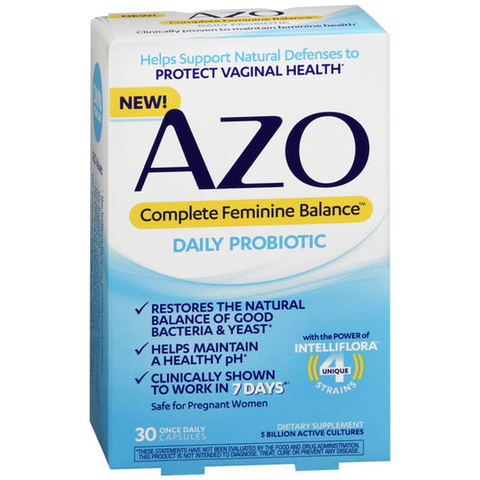 AZO Complete Feminine Balance Daily Probiotic – 30 Capsules Vitamins & Supplements Pasteur Pharmacy
